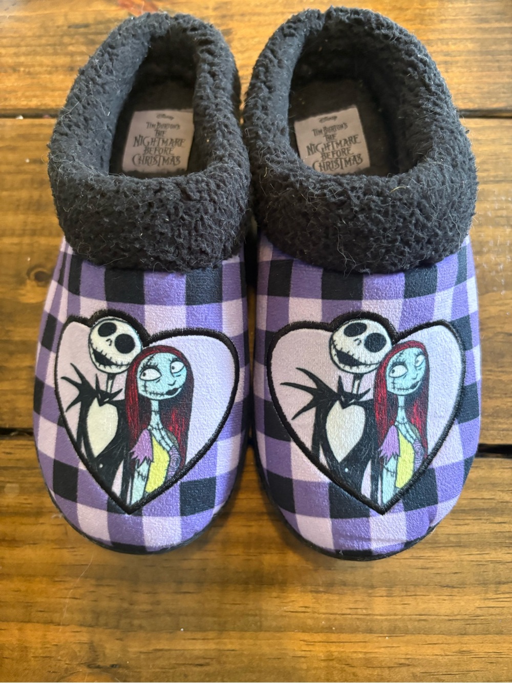 Disney The Nightmare Before Christmas Purple Plaid Slip-On Slippers